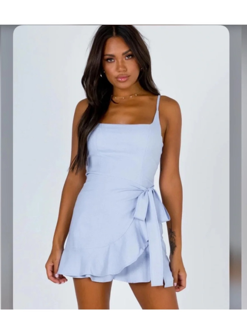 Princess Polly Light Blue Ruffle Wrap Mini Dress